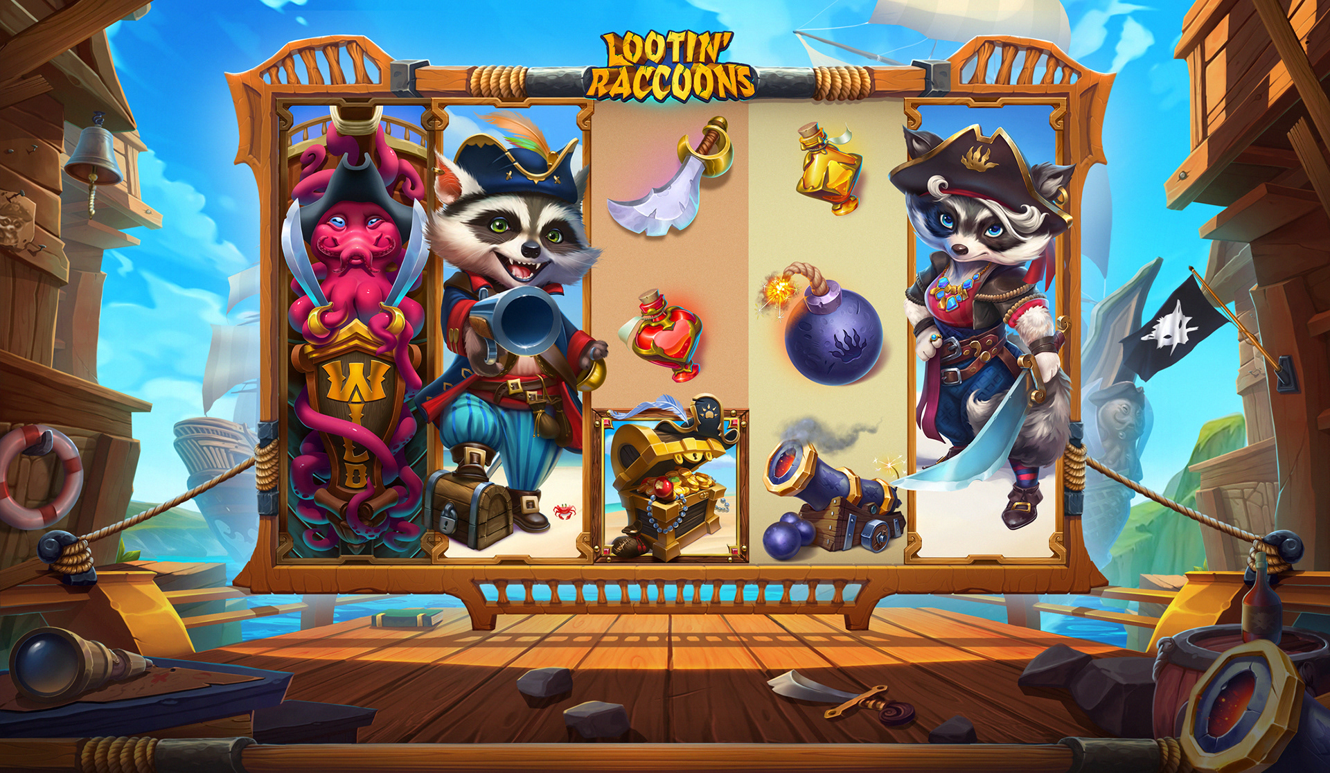 Looting Raccoons Online Video Slot gameplay screenshot