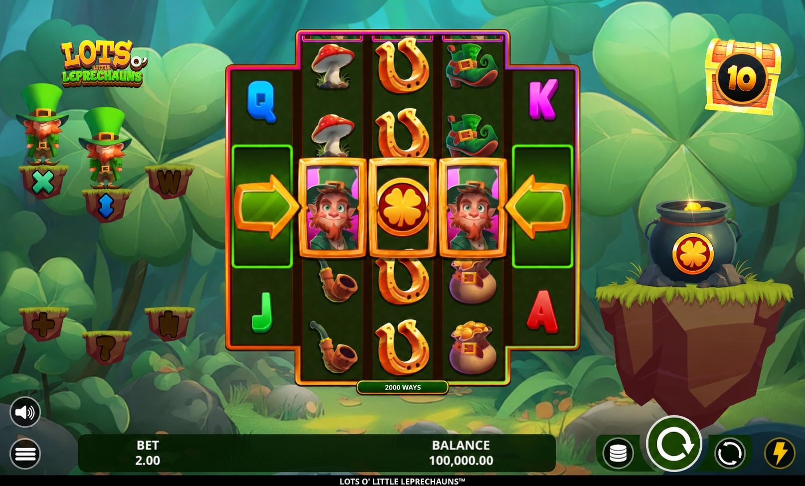 Lots O Little Leprechauns full irregular five-reel gameplay with Lucky Spots