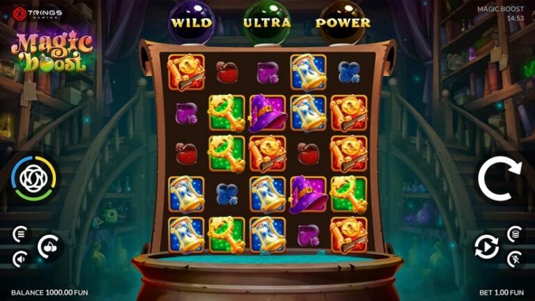 Magic Boost online slot gameplay screenshot showing the reels