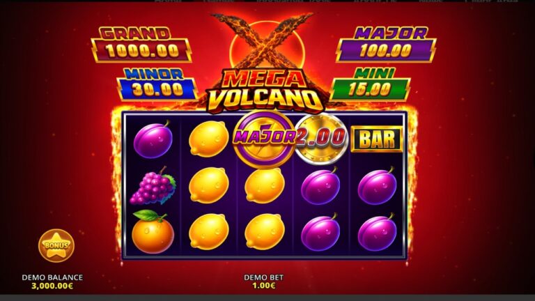 Mega Volcano Running Wins slot gameplay screenshot