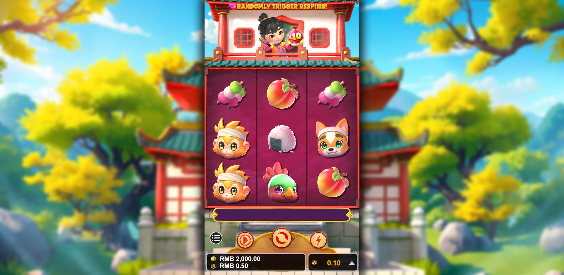 Momotaro Lucky Reels slot gameplay reels screenshot