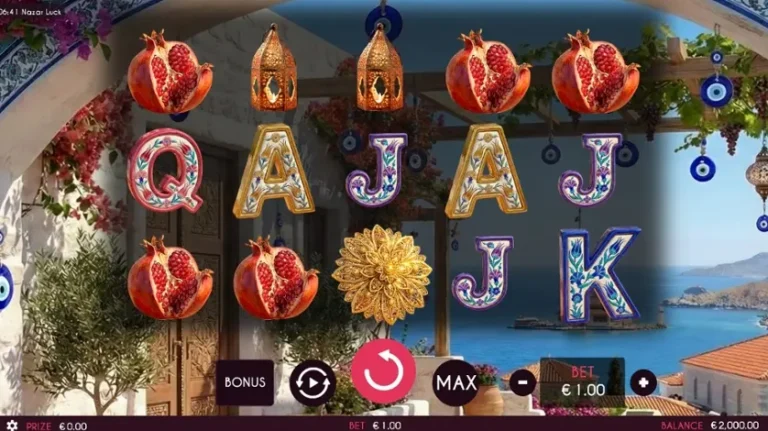 Nazar Luck online slot gameplay screenshot showing the reels