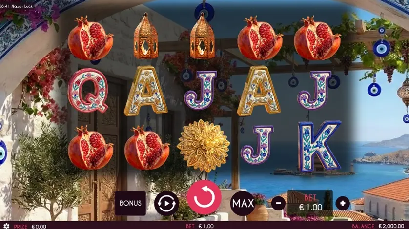 Nazar Luck online slot gameplay screenshot showing the reels