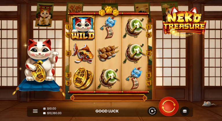 Neko Treasure online slot gameplay screenshot