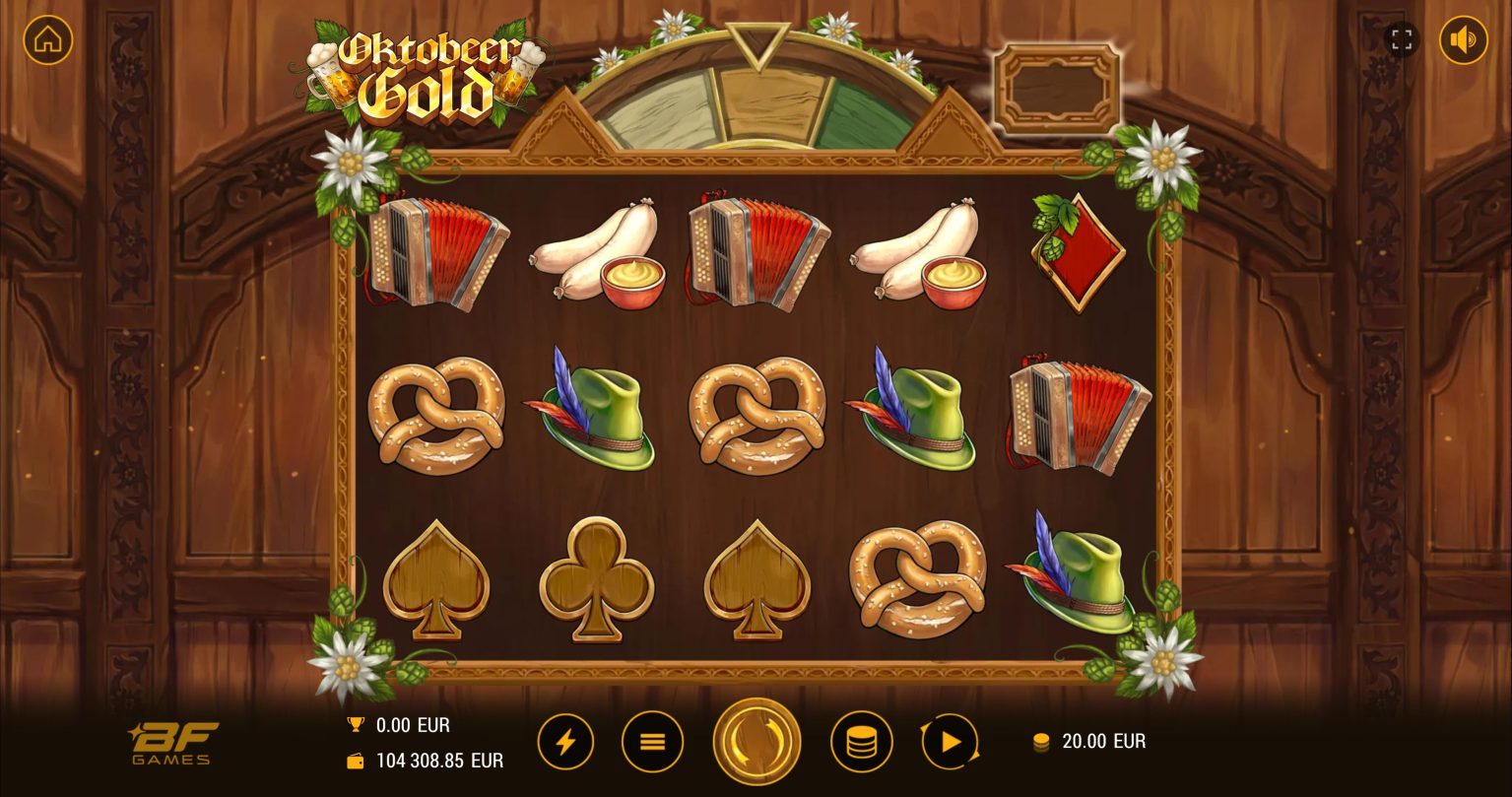 Oktobeer Gold twenty-line slot gameplay