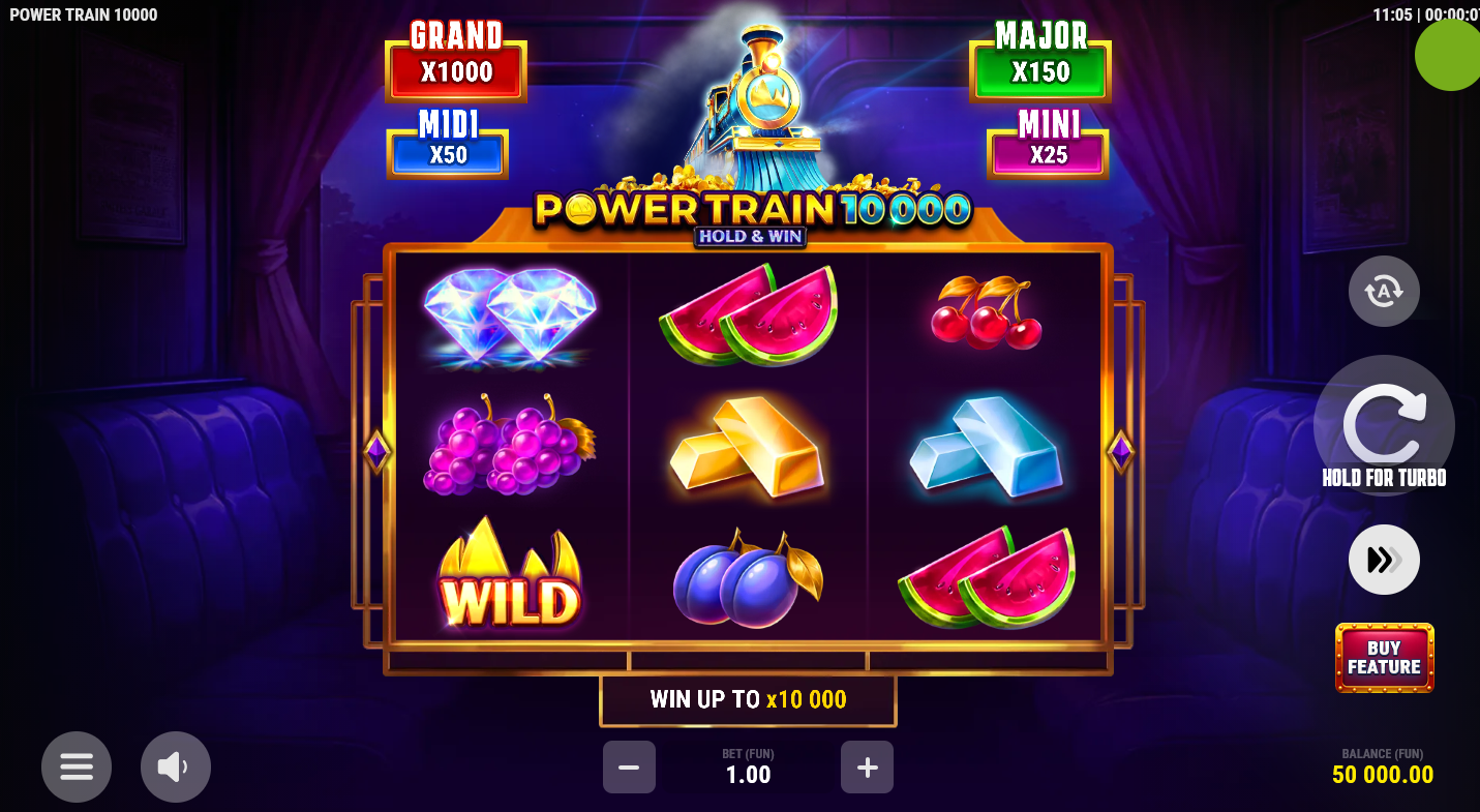 Power Train 10000 online slot gameplay screenshot
