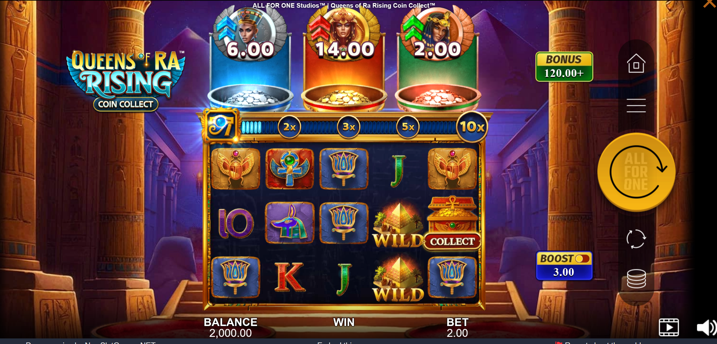 Queens of Ra Rising: Coin Collect online video slot gameplay screenshot