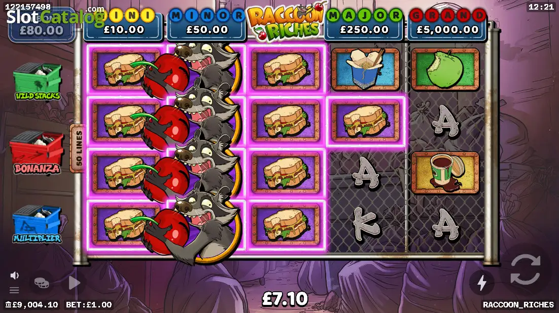 Raccoon Riches online slot gameplay screenshot