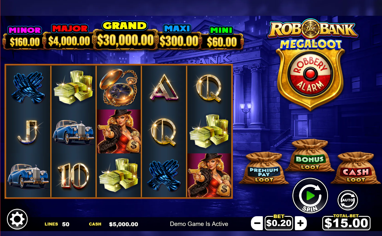 Rob the Bank MegaLoot online video slot gameplay screenshot