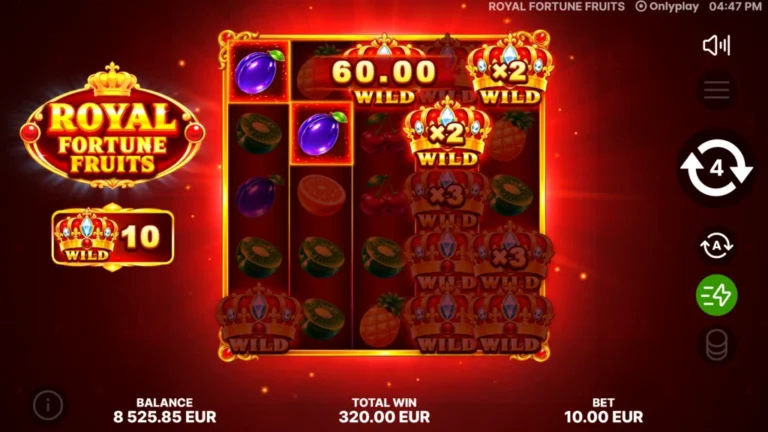 Royal Fortune Fruits online slot gameplay screenshot showing the reels