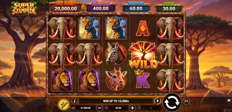 Super Stampede by Betsoft, full landscape gameplay screenshot