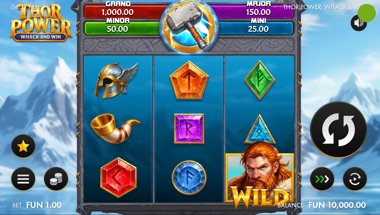 Thor Power: Whack & Win Online Video Slot real gameplay screenshot