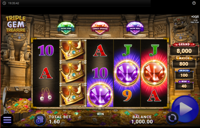Triple Gem Treasure online video slot gameplay screenshot