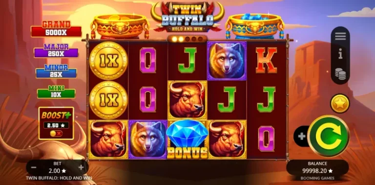 Twin Buffalo Hold and Win full landscape game screen