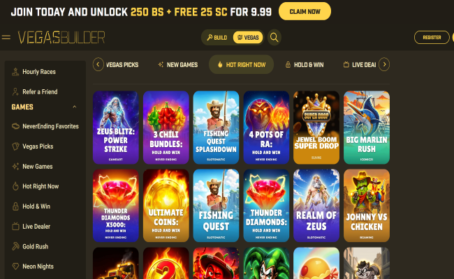 Vegas Builder games lobby