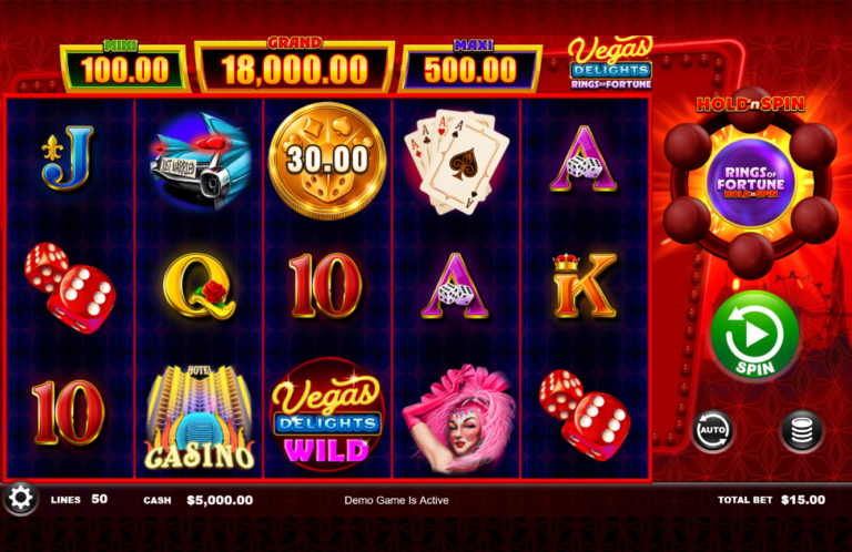Vegas Delights Rings of Fortune gameplay screenshot