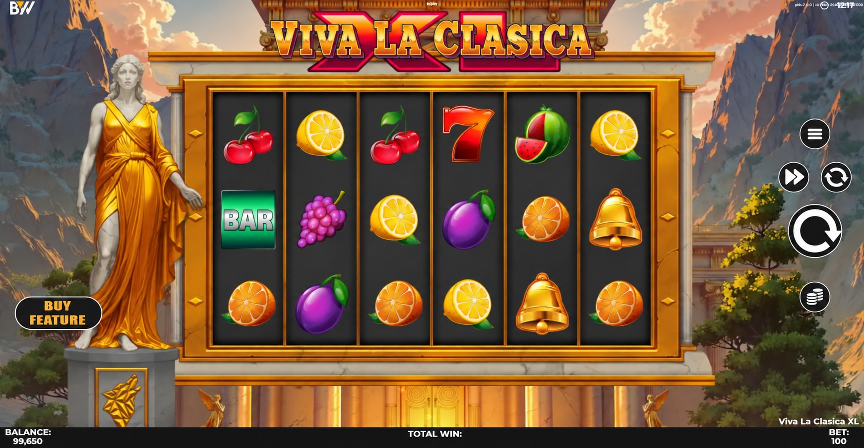 Viva La Clasica XL six-reel fruit slot with gold temple frame