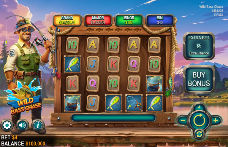 Wild Bass Chase online video slot gameplay screenshot