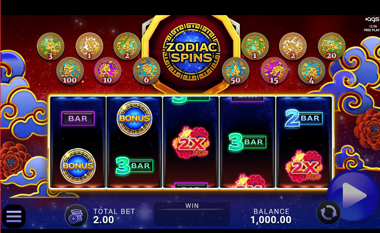 Zodiac Spins online video slot gameplay screenshot