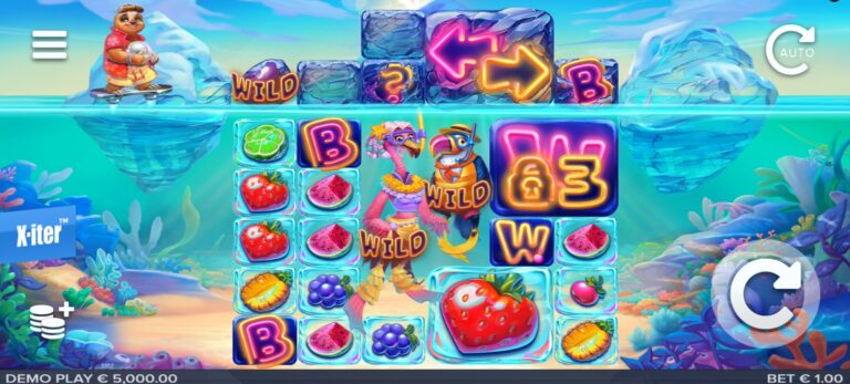 Tropicool 5 slot gameplay with fruit reels and upper crocodile reel