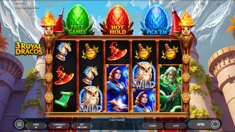 3 Royal Dracos slot gameplay showing the reels and dragon egg feature meters