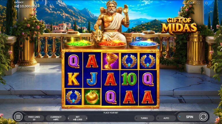 Gift of Midas slot gameplay showing the reels and game features