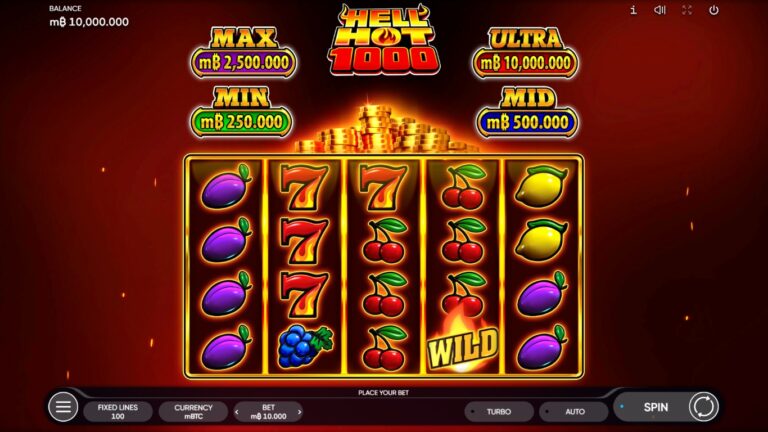 Hell Hot 1000 slot gameplay showing the reels and game features