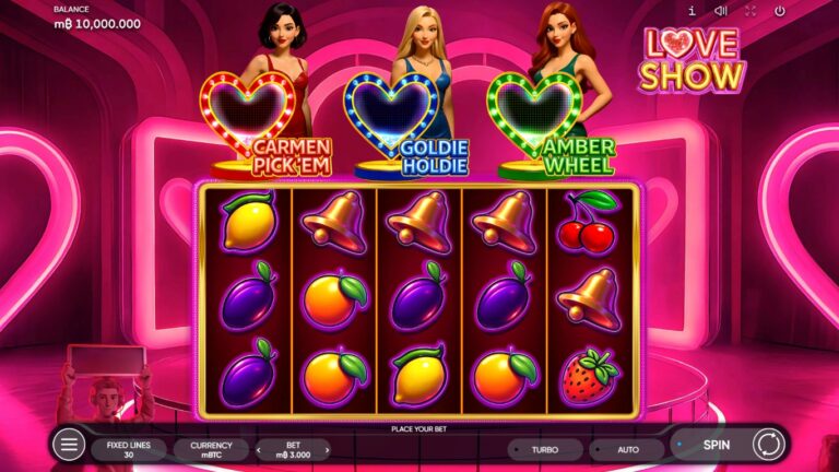 Love Show slot gameplay showing the reels and game features