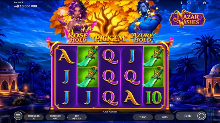 Nazar Wishes slot gameplay showing the reels and game features