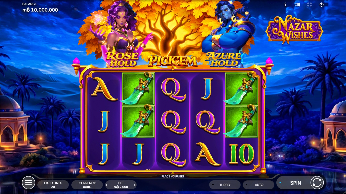 Nazar Wishes slot gameplay showing the reels and game features