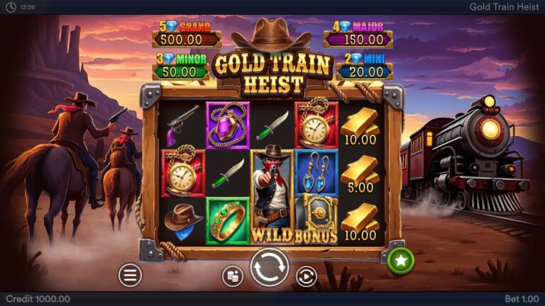 Gold Train Heist slot gameplay screen