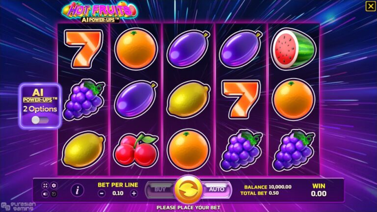 Hot Fruits AI slot gameplay showing the reels and game controls