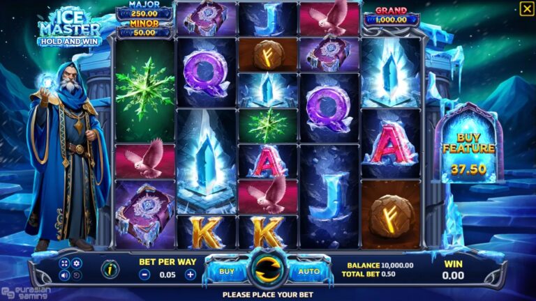 Ice Master slot gameplay showing the reels and game controls