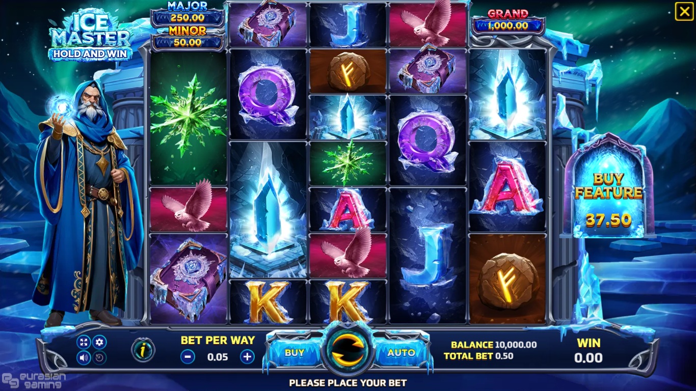 Ice Master slot gameplay showing the reels and game controls