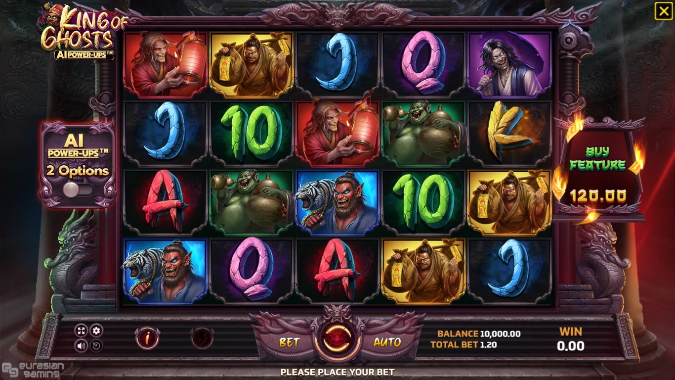 King of Ghosts AI slot gameplay showing the reels and game controls