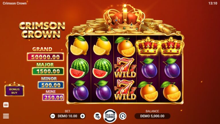 Crimson Crown slot gameplay showing the reels and game features