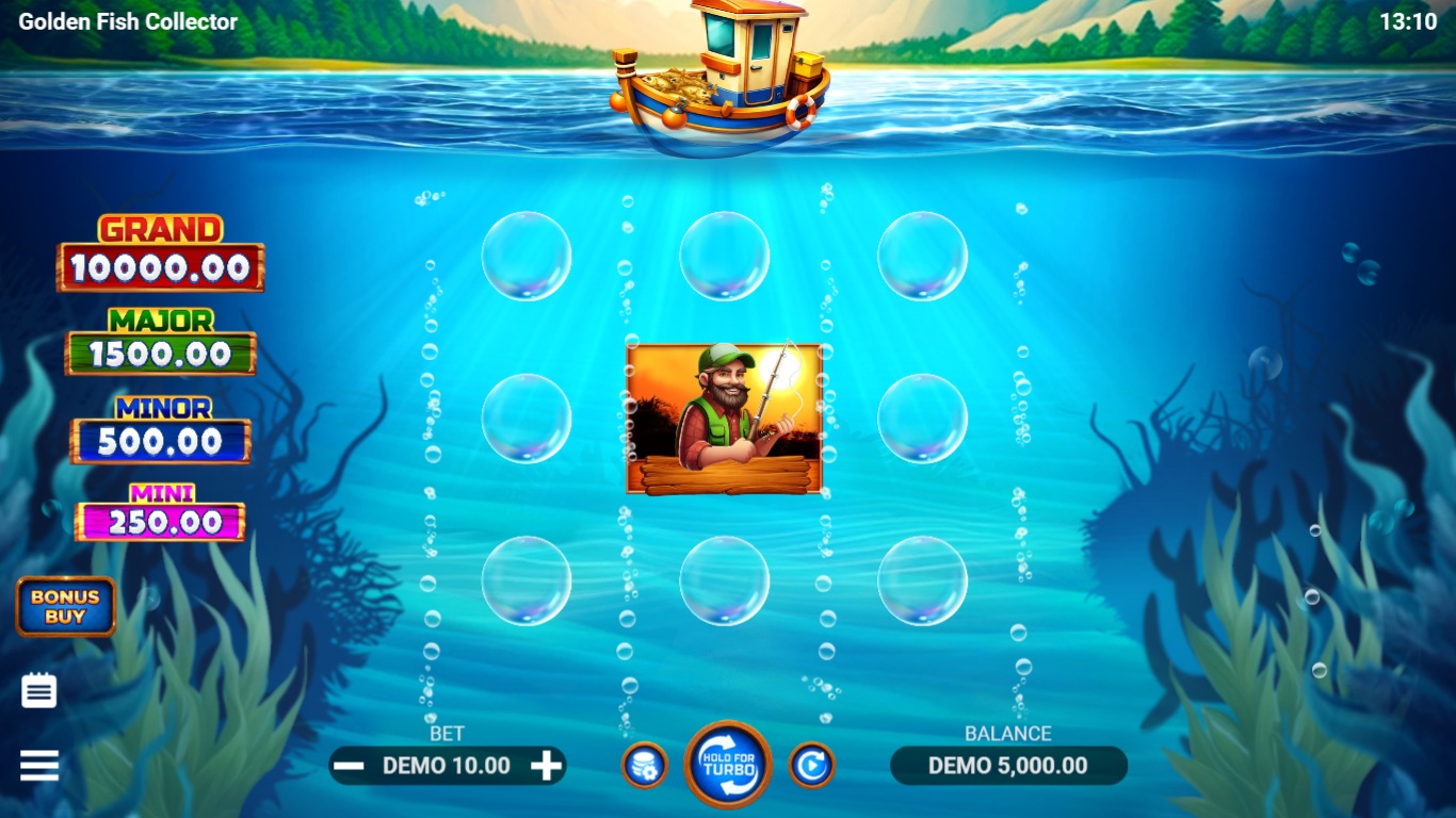 Golden Fish Collector slot gameplay showing the reels and game features