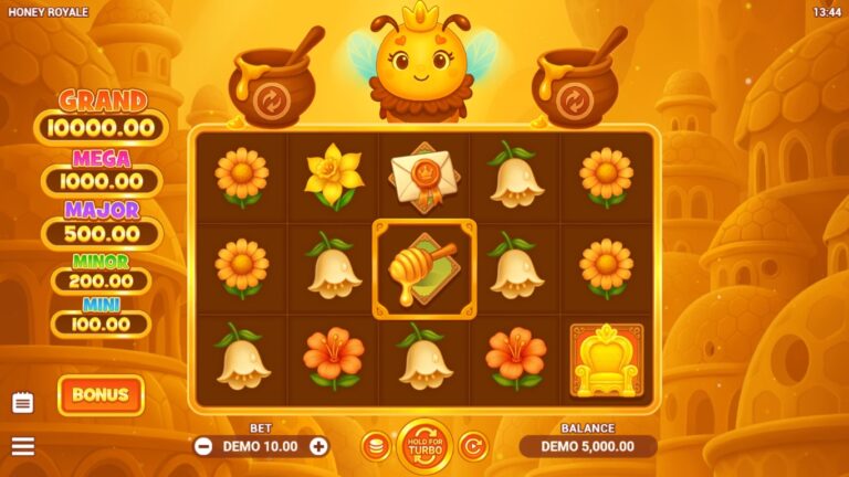 Honey Royale slot gameplay showing the reels and game features