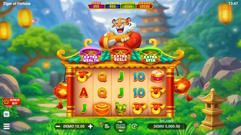 Tiger of Fortune slot gameplay showing the reels and game features