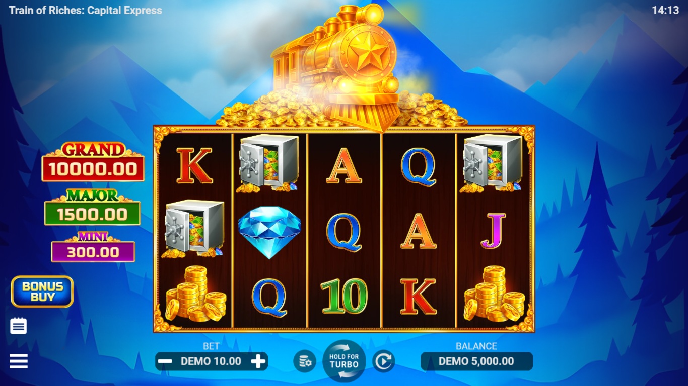 Train of Riches: Capital Express slot gameplay showing the reels and game features