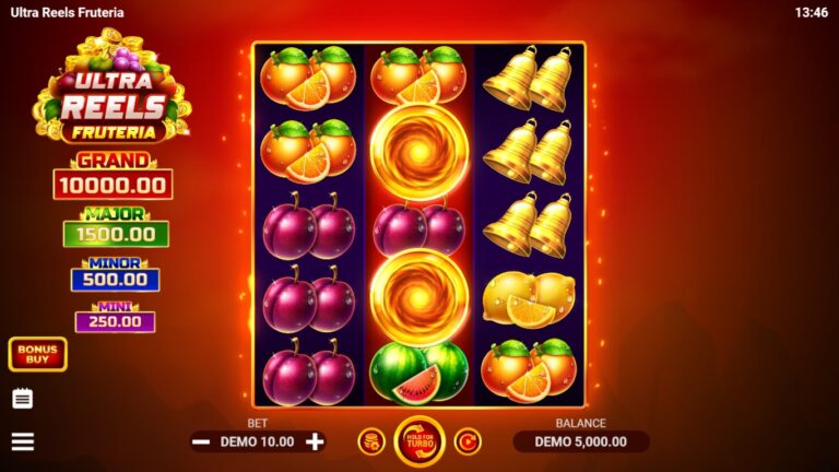 Ultra Reels Fruteria slot gameplay showing the reels and game features