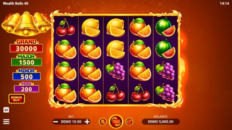 Wealth Bells 40 slot gameplay showing the reels and game features