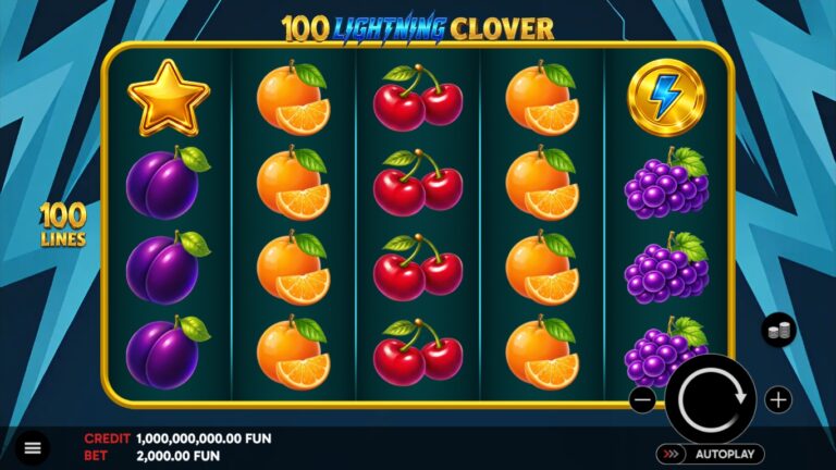 100 Lightning Clover slot gameplay showing the reels and game features