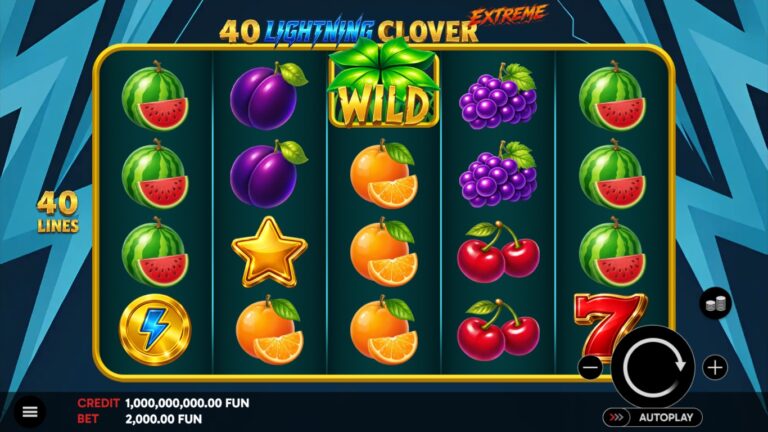40 Lightning Clover Extreme slot gameplay showing the reels and game features