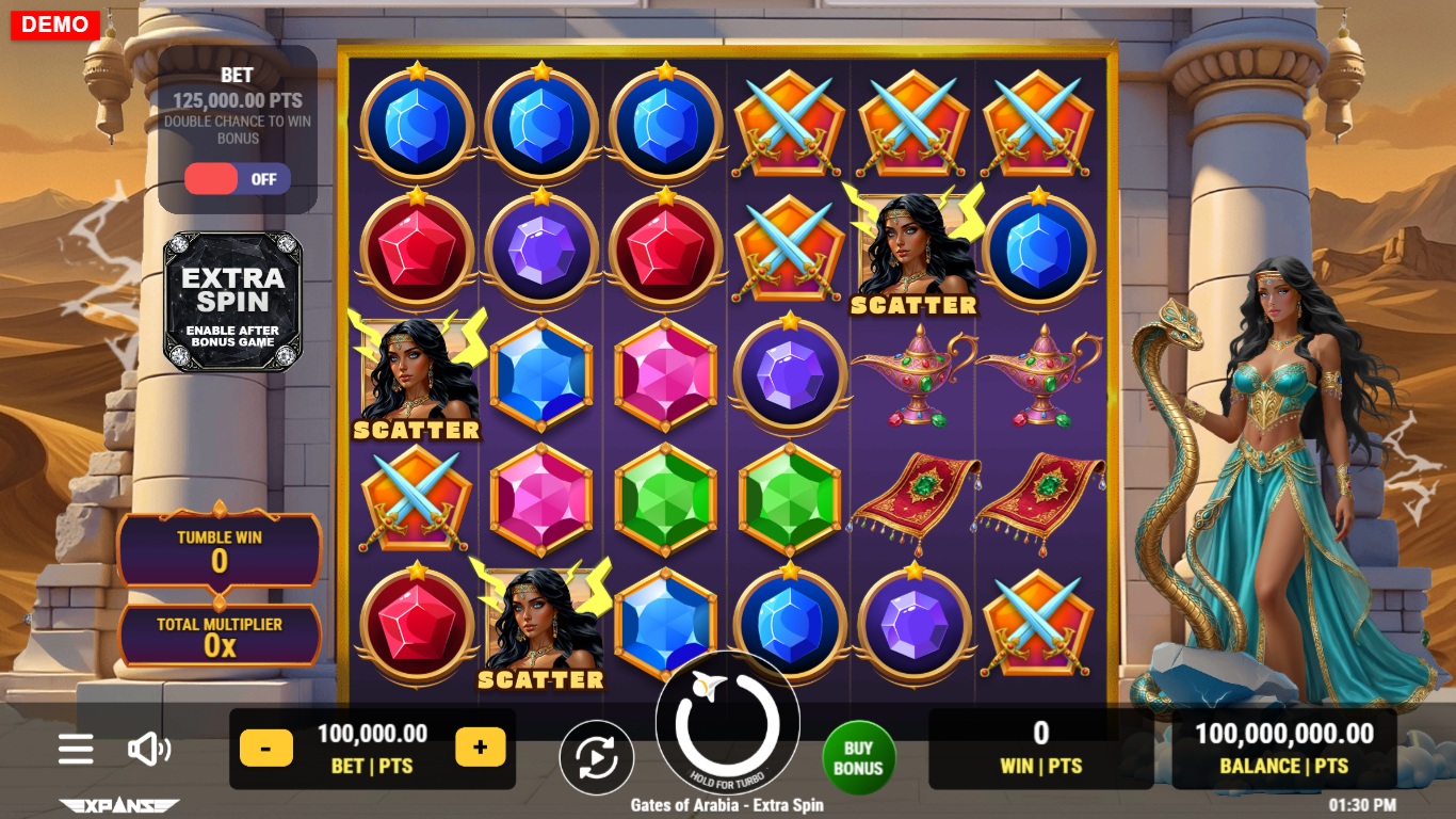 Gates of Arabia - Extra Spin slot gameplay showing the reels and game features