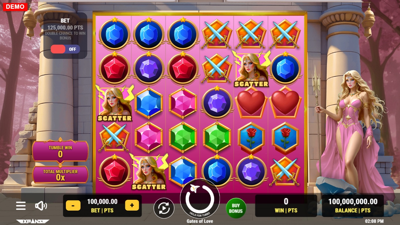 Gates of Love slot gameplay showing the reels and game features