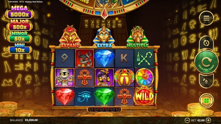 Mummy Reel Riches gameplay with Egyptian themed reels and feature pots