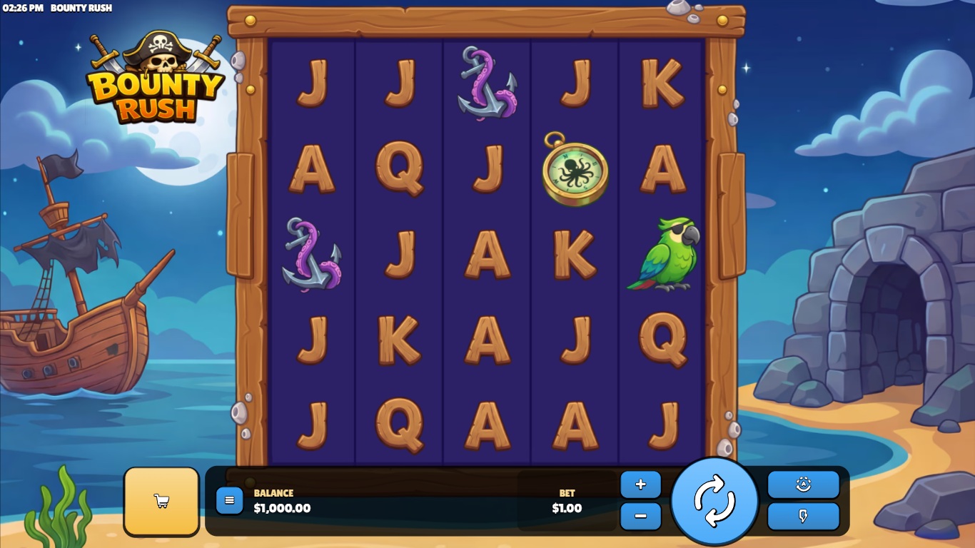 Bounty Rush gameplay with bounty themed symbols on the reel board