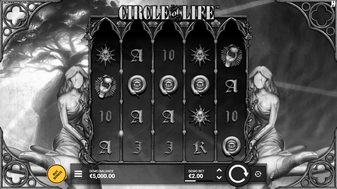 Circle of Life slot gameplay showing the active reels and symbols