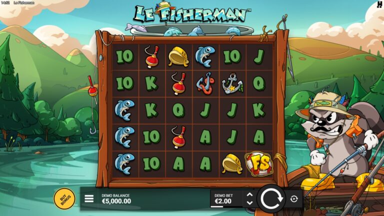 Le Fisherman slot gameplay showing the active reels and symbols